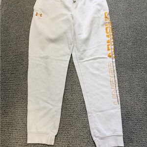Under Armour Kids' White Joggers with Yellow Logo